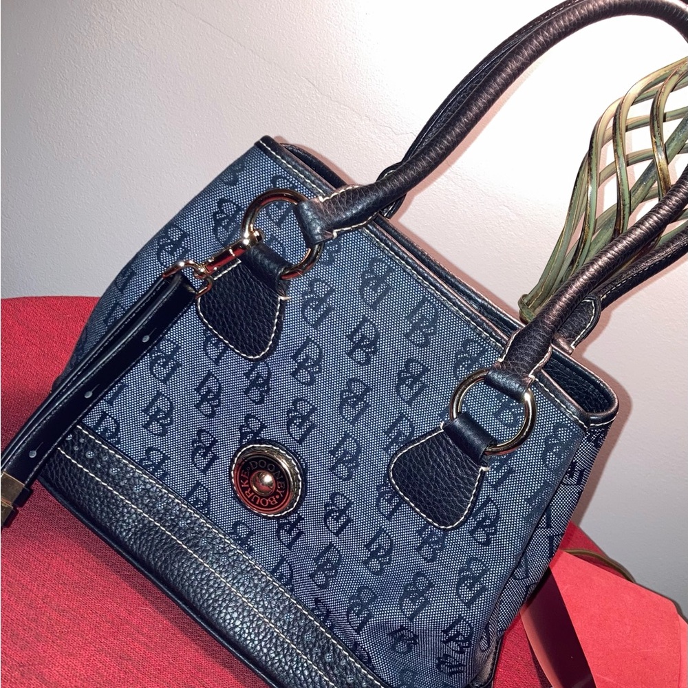 Dooney & Bourke (Navy) Vintage Monogram Tote with Detachable Shoulder Strap - Picture 2 of 14